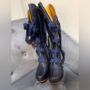 Brand New Navy Blue Fluevog Prepare size 10 tall boots